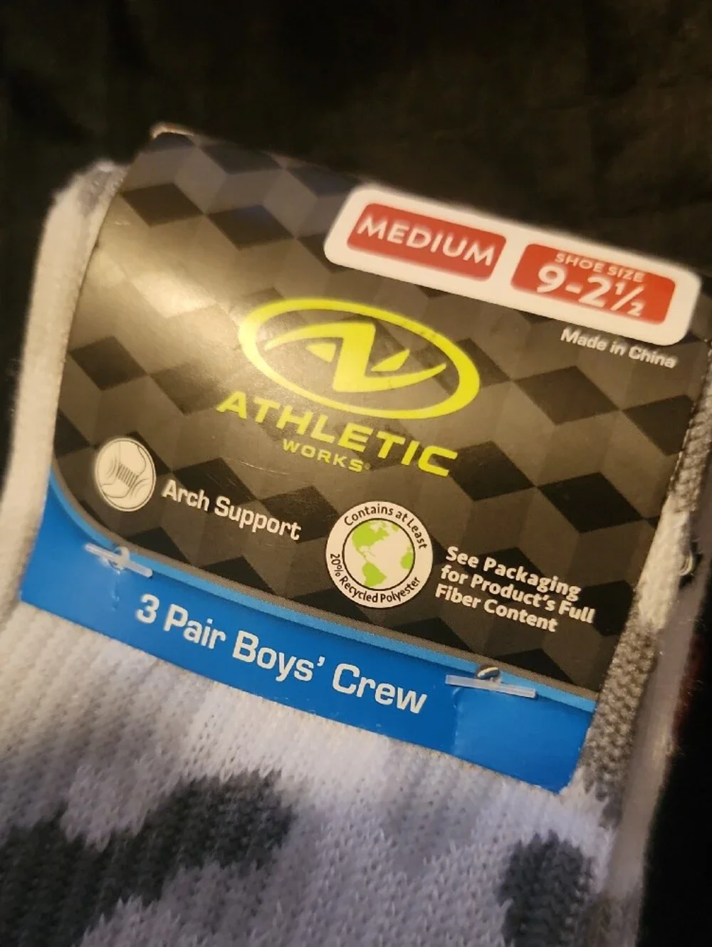 Boys' Camo Crew Socks - White, Gray & Red (3-Pack)